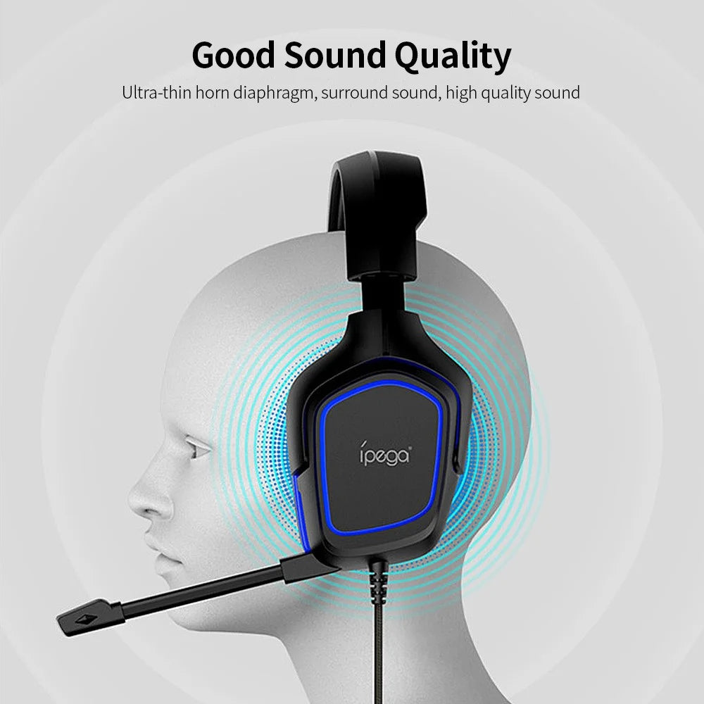 IPEGA PG-R006 Professional 3.5mm Wired Stereo Headset Music Gaming Headphone with Microphone for PS4 PC Phone - Blue - 2