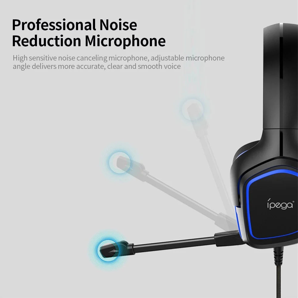 IPEGA PG-R006 Professional 3.5mm Wired Stereo Headset Music Gaming Headphone with Microphone for PS4 PC Phone - Blue - 3