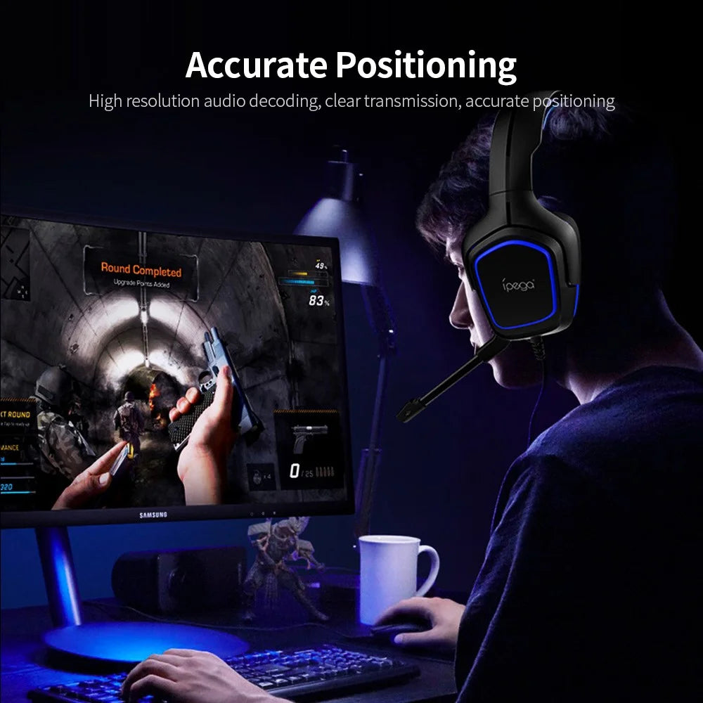 IPEGA PG-R006 Professional 3.5mm Wired Stereo Headset Music Gaming Headphone with Microphone for PS4 PC Phone - Blue - 5