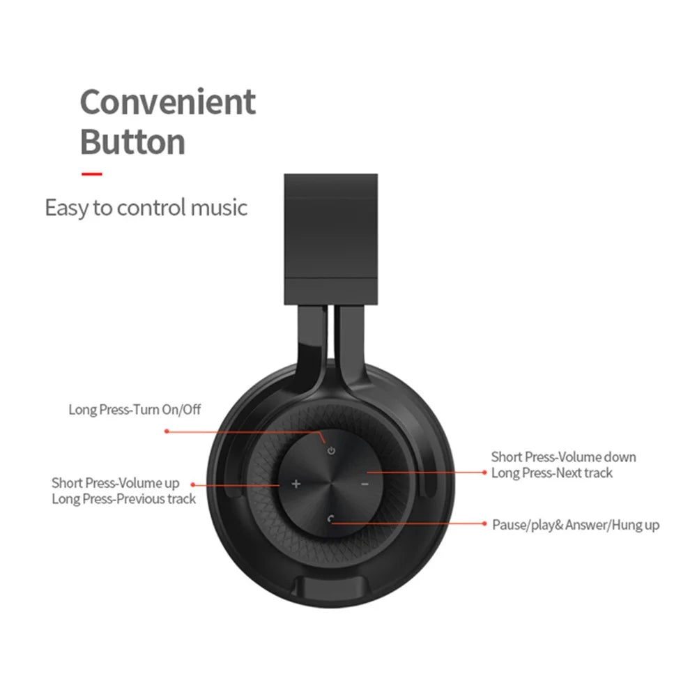 FINGERTIME P1 Foldable Bluetooth-compatible Wireless Headphone Stereo Phone PC Music Gaming Headset with Built-in Mic (CE Certificated) - Black - 4