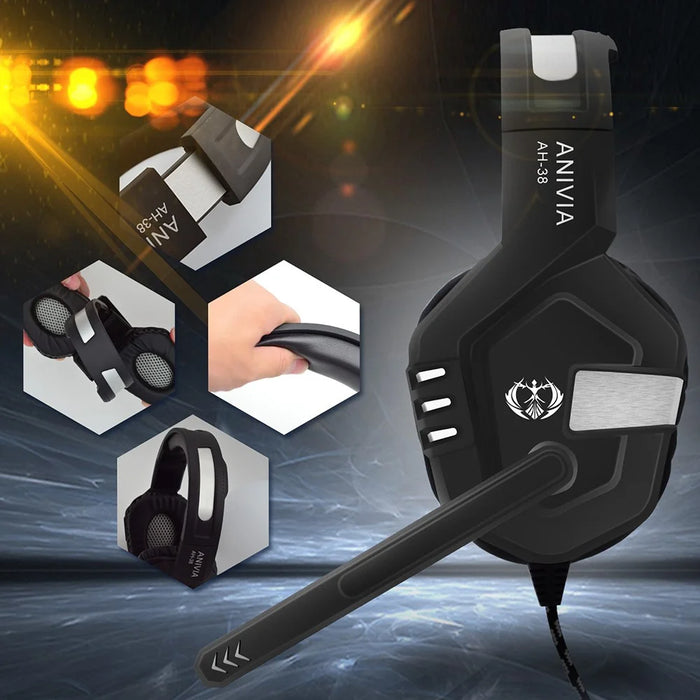 ANIVIA AH38 Head-mounted Wired Headphone Bass Stereo Computer Gaming Music Headset - 6