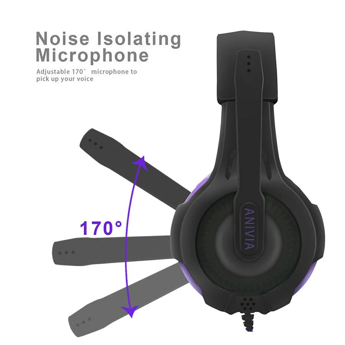 ANIVIA AH68 Head-mounted 3.5mm Wired E-sports Headphone Super Bass Computer Gaming Music Headset - 3