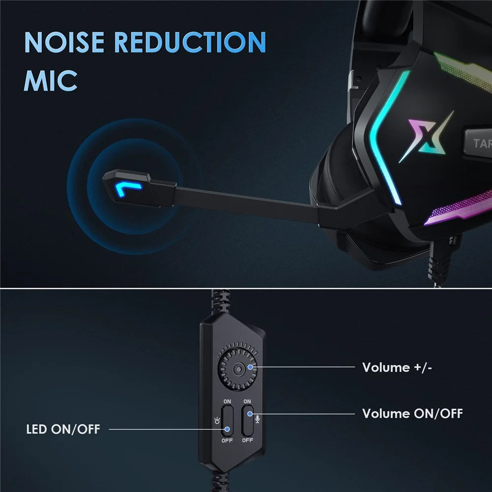 TARGEAL 7.1 Surround Sound USB Wired Headphones PC Gaming Headset with RGB Light for PS4 Smartphone Laptop - 5