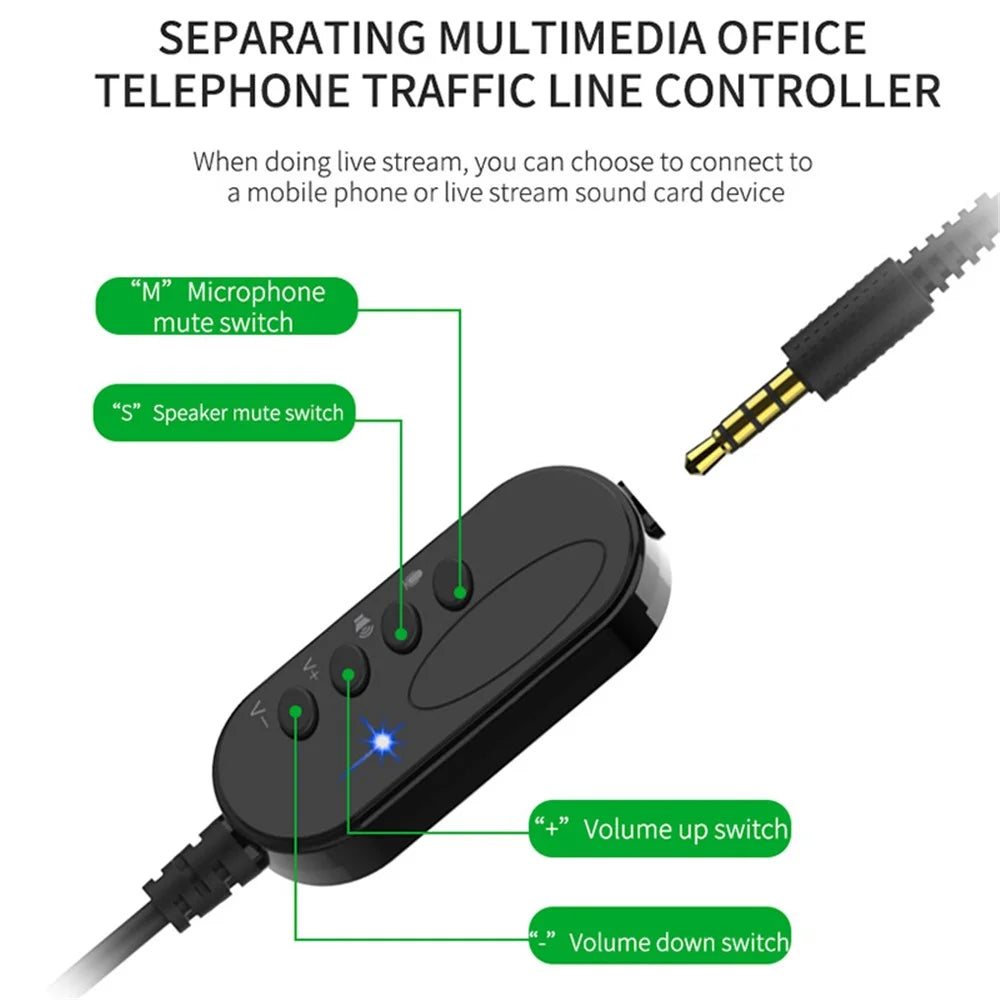 SALAR H93 Business Operator Voice Headset Mobile Phone Computer Game Wired Headphone with Detachable Microphone - 3
