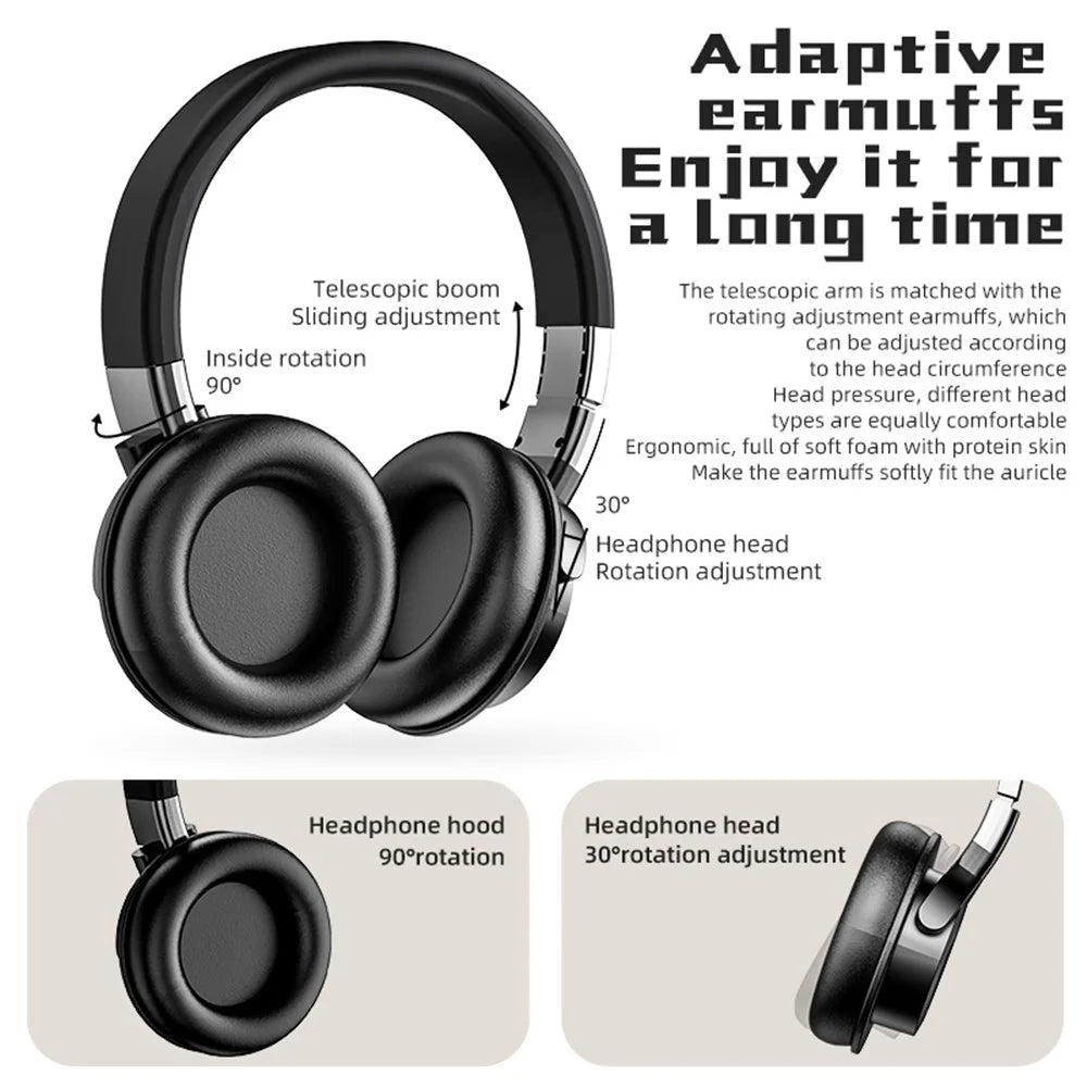 A51 Gaming Headset Bluetooth-compatible Audio Wireless Headphone with Microphone for PC Laptops HiFi Earphone Support USB Charging - Black - 6