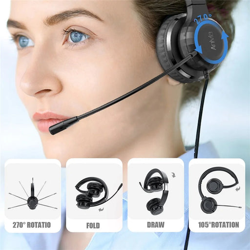 ANIVIA A7 Wired Headset with Noise-reduction Microphone Folding Rotating Headphone Integrated Headset for Game/Conversation - 2