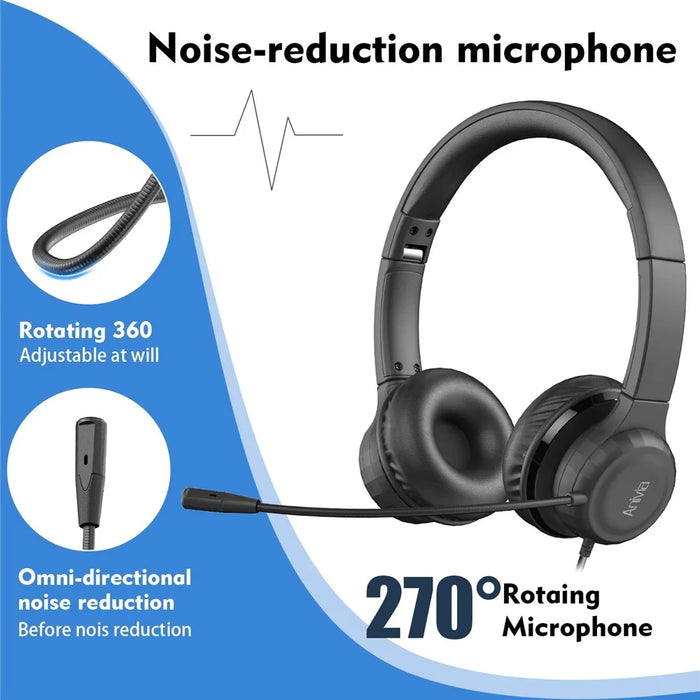 ANIVIA A7 Wired Headset with Noise-reduction Microphone Folding Rotating Headphone Integrated Headset for Game/Conversation - 3