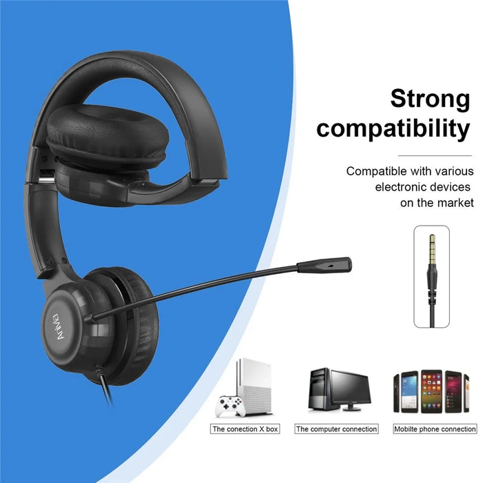 ANIVIA A7 Wired Headset with Noise-reduction Microphone Folding Rotating Headphone Integrated Headset for Game/Conversation - 4