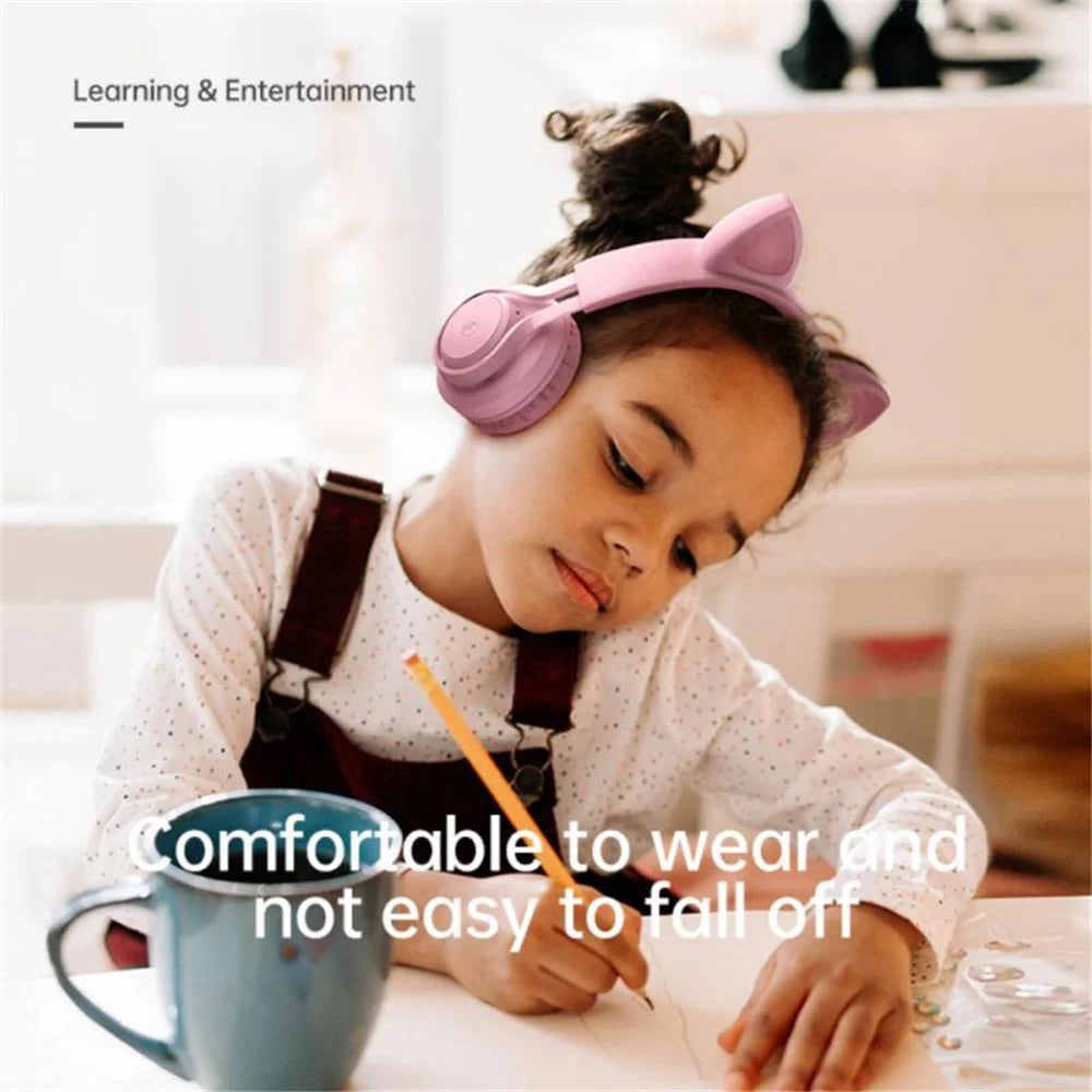 FINGERTIME EP08 Lovely Cute Cat Ear Decor Headset Wired Stereo Sound Headphones Muisc Stereo Girl's Kid's Earphones - Dark Blue - 7