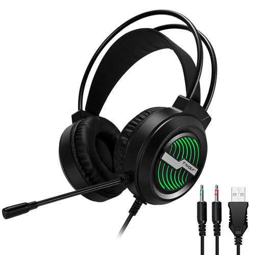T-WOLF H130 Gaming Headset with Colorful Light/Noise-Canceling Microphone Wired Lightweight Headphone Stretchable Earphone with 3.5mm Jack for Laptop Computer - 1