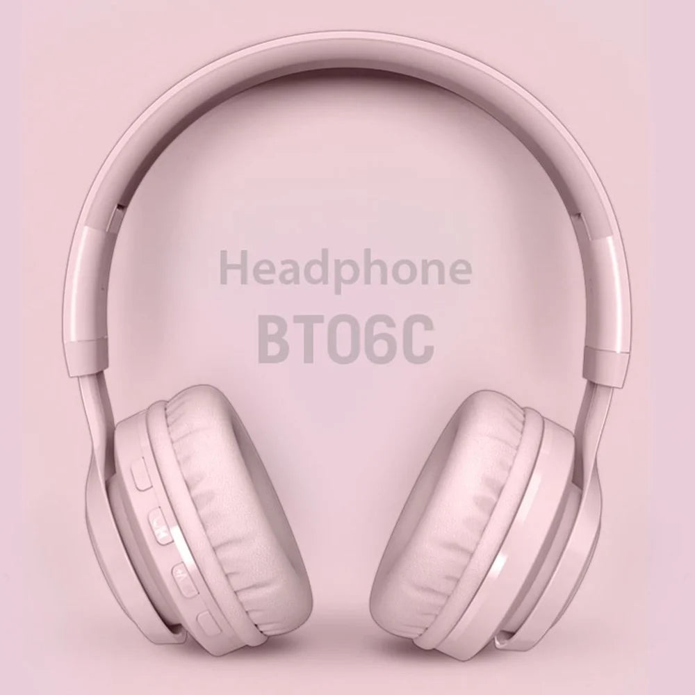 BT06C Folding Wireless Headset Bluetooth-compatible Headphone with LED Light Hi-Fi Stereo Sound Earphone for Listing Music/Watching Movies - Pink - 3