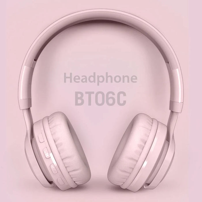 BT06C Folding Wireless Headset Bluetooth-compatible Headphone with LED Light Hi-Fi Stereo Sound Earphone for Listing Music/Watching Movies - Pink - 3