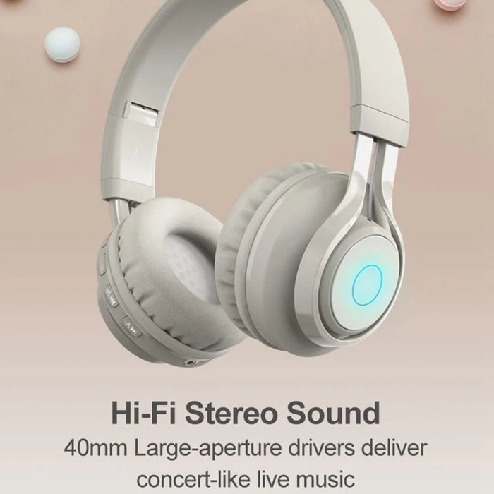 BT06C Folding Wireless Headset Bluetooth-compatible Headphone with LED Light Hi-Fi Stereo Sound Earphone for Listing Music/Watching Movies - Pink - 7