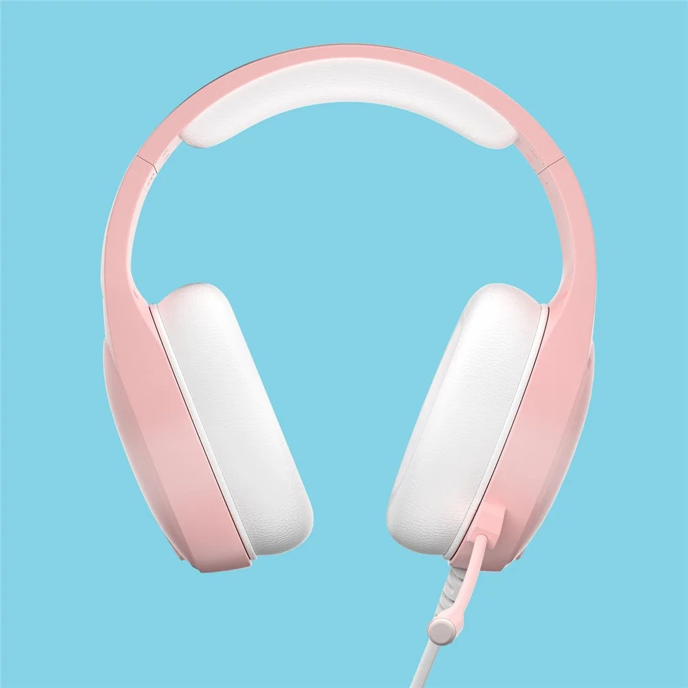 ANIVIA Girls Women Over-Ear Headphone Stereo 3.5mm Wired PC Gaming Headset with Microphone - Pink - 2
