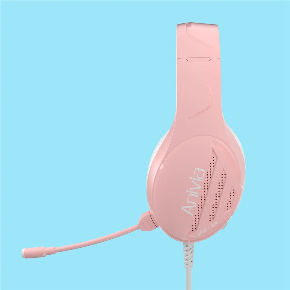 ANIVIA Girls Women Over-Ear Headphone Stereo 3.5mm Wired PC Gaming Headset with Microphone - Pink - 3