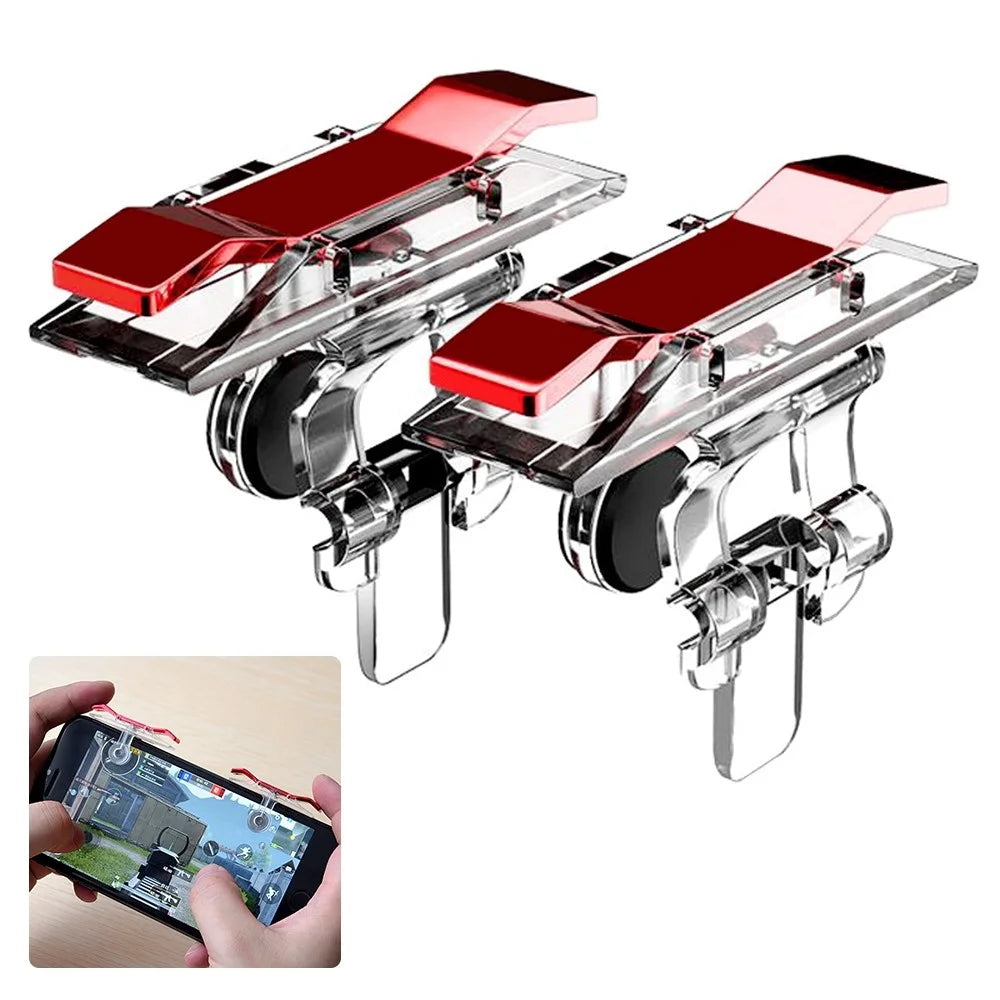 E9 2Pcs Mobile Phone Game Joystick Controller for PUBG STG FPS TPS Fire Button Shooting Game Aim Button (ABS+Electroplating) - 1