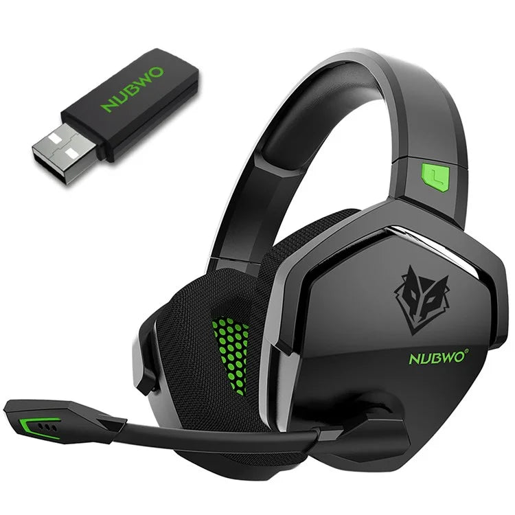 NUBWO G06 Wireless Gaming Headset with Noise Reduction Microphone 2.4G Bluetooth-compatible Headphone Stereo Earphone Composition with PC, Laptops, PS4, PS5, Nintendo Switch - Green - 1