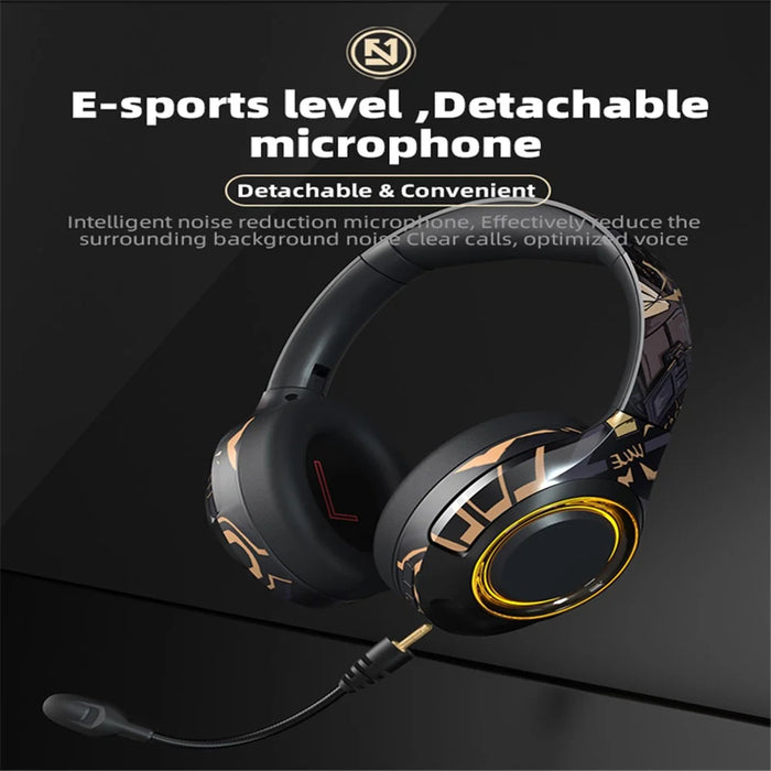 EL-A2 Folding Gaming Headset Graffiti Cool Headphone with Microphone Head-Mounted Bluetooth-compatible Earphone - Black - 5