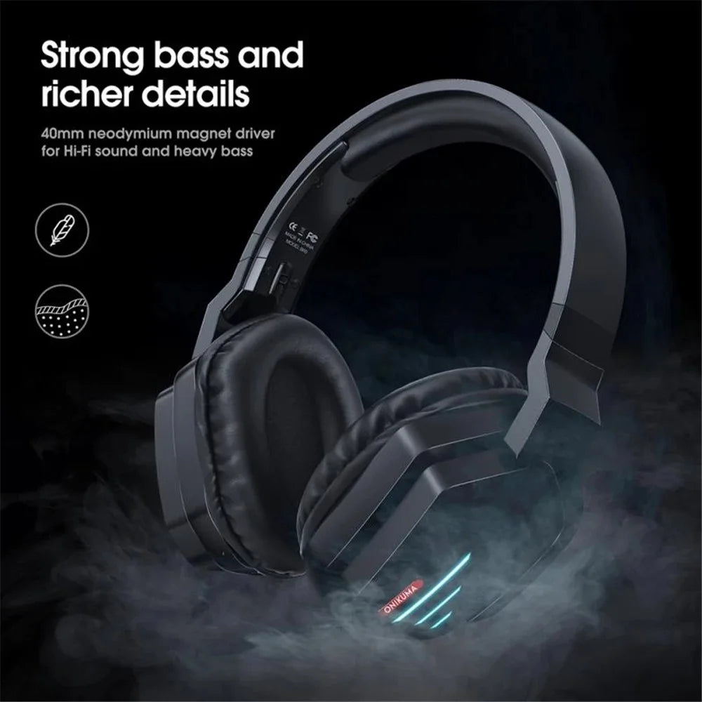 ONIKUMA B60 Wireless Gaming Headset Over-ear Noise Cancelling 2.4G Bluetooth-compatible Lighting Headphone for PS4 PS5 Computer Type C Phone - 2
