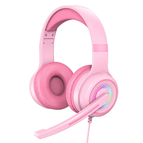 Y20 RGB Light Design Head-mounted Wired Bass Stereo Sound Headphone Computer Gaming Headset with Mic (CE Certificated) - Pink - 1