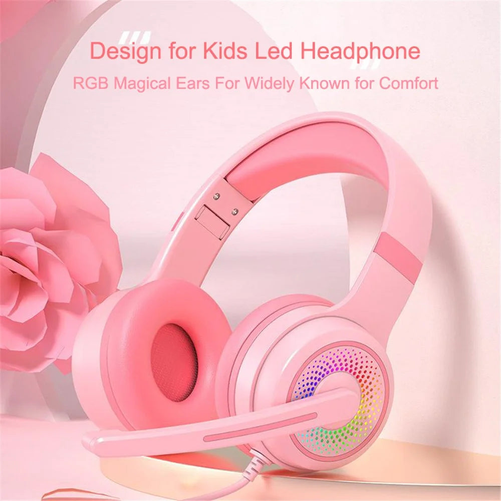 Y20 RGB Light Design Head-mounted Wired Bass Stereo Sound Headphone Computer Gaming Headset with Mic (CE Certificated) - Pink - 2