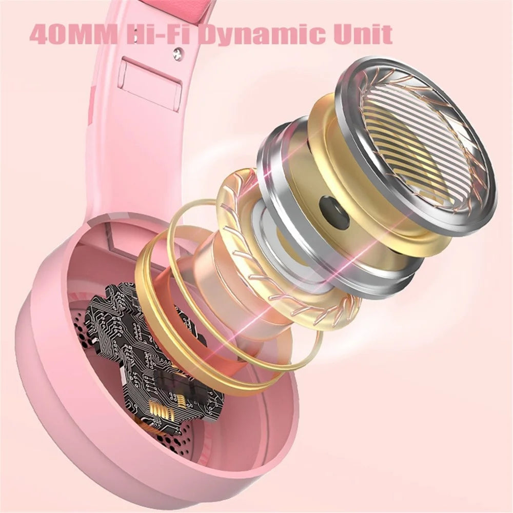 Y20 RGB Light Design Head-mounted Wired Bass Stereo Sound Headphone Computer Gaming Headset with Mic (CE Certificated) - Pink - 6
