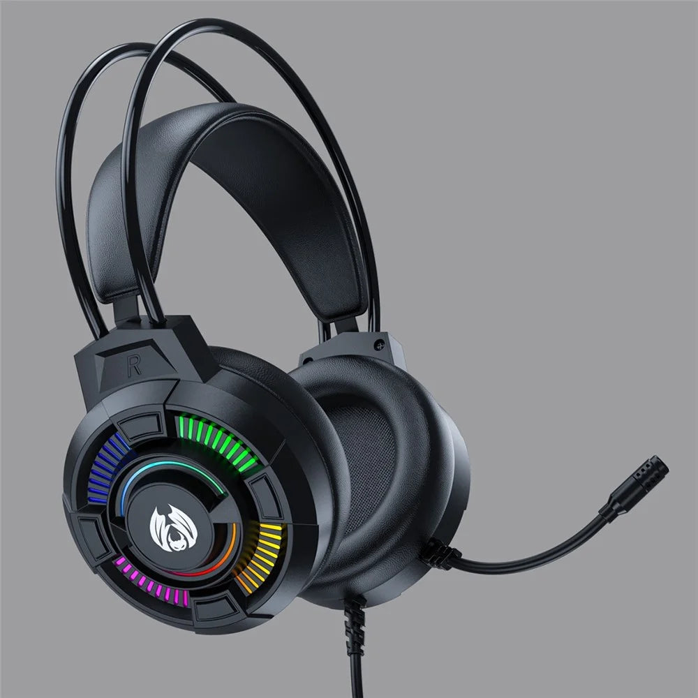 BATXELLENT H81 RGB Wired Headset Adjustable Gaming Headphone Noise Canceling Earphone with Mic for PC, Laptops, Mobile Phones - Black - 7