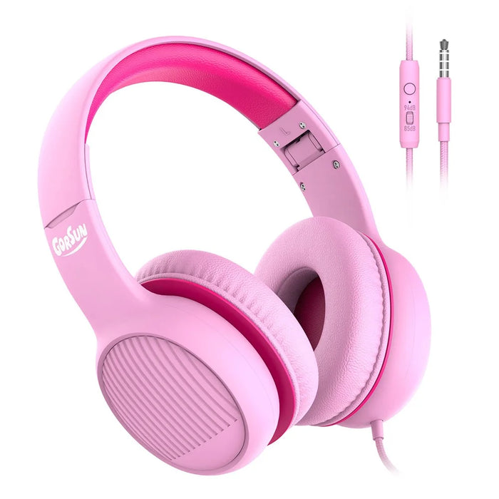 GORSUN A66 3.5mm Wired Earphones 85 / 94dB Volume Limit Over-ear Headset Children Foldable Headphone - Pink - 1