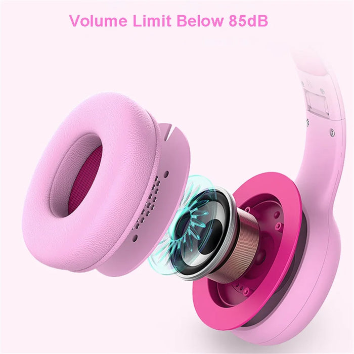 GORSUN GS-E66V Kids 3.5mm Wired Headphone with Detachable Cat Ears Decor Foldable Children Headset - Black - 4