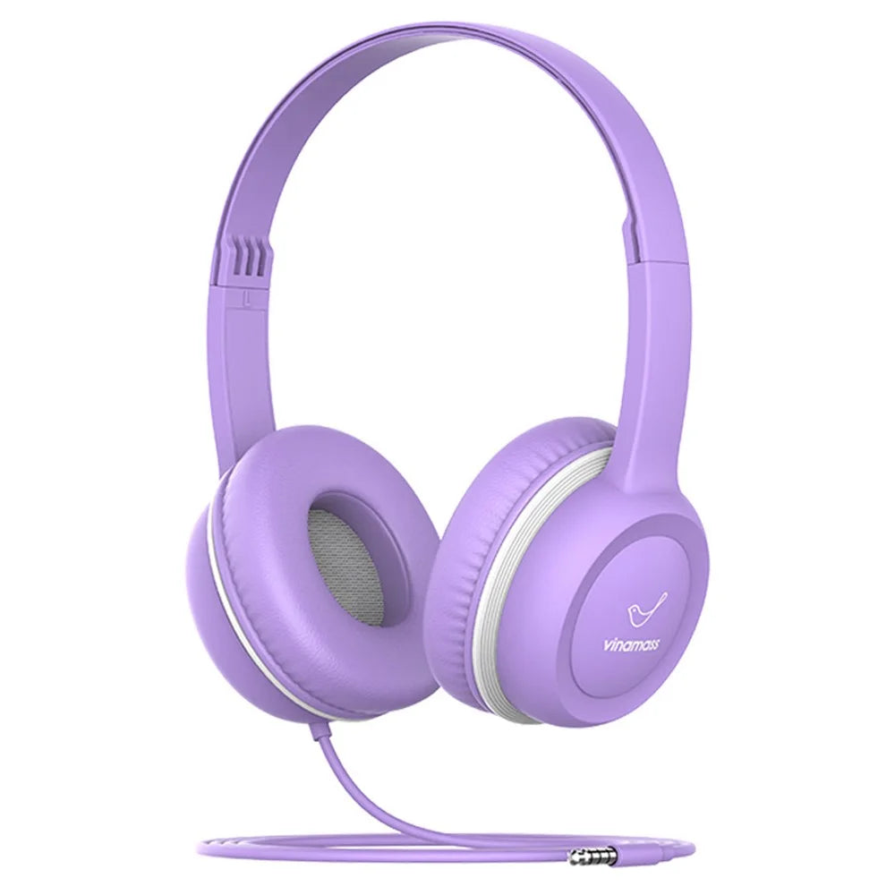 VINAMASS A63 Wired Kids Headphone Retractable Headband HiFi Music 85db Children Headset - Purple - 1