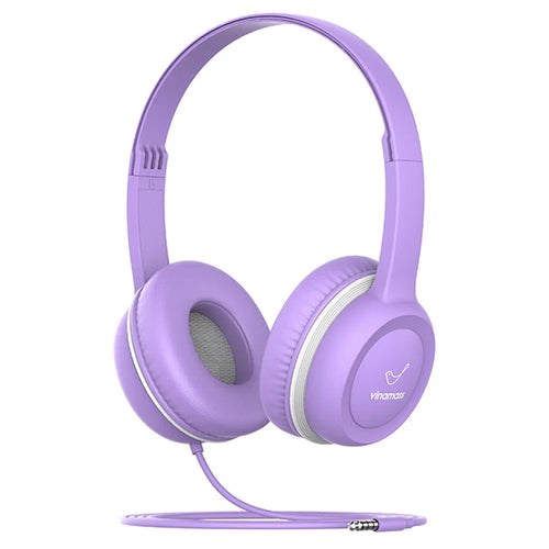 VINAMASS A63 Wired Kids Headphone Retractable Headband HiFi Music 85db Children Headset - Purple - 1