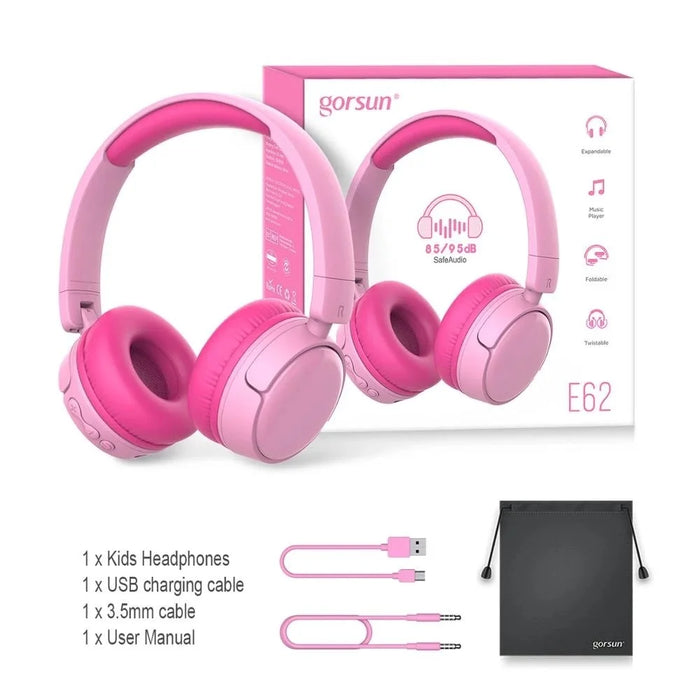 GORSUN GS-E62 Ear-Cover Children Bluetooth-compatible Headset Folding Headphones Wireless Earphones for Mobile Phone Tablet PC - Pink - 7