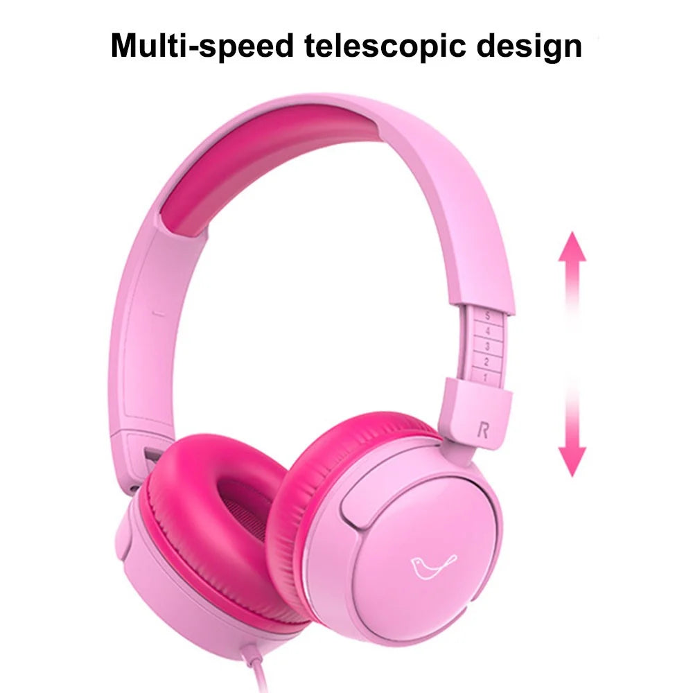GORSUN GS-E62V Cat Ear Decor Folding Children Headphone Wired HiFi Earphone Over-ear Kid Headset - Pink - 4