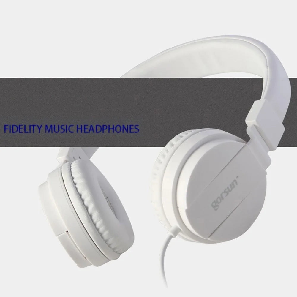 GORSUN GS-778 Over-ear Wired Headphone Stereo HiFi Sound Children Headset with 3.5mm AUX Plug - White - 3