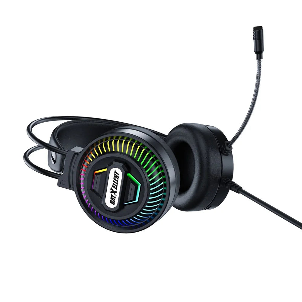 BATXELLENT H46 RGB Lighting Wired Headphone Gaming Headset with Microphone - Black - 5