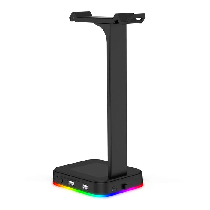 RGBD9  RGB Color Changing Light Headset Rack Holder Dual USB Hub Gaming Headset Display Stand - 2