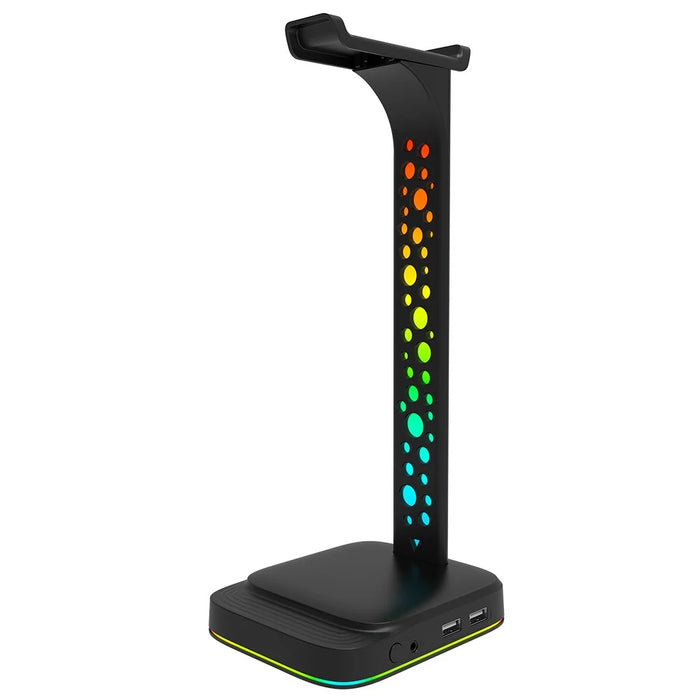 G2 RGB Headphone Stand Gaming Headset Holder Gaming Headset Desk Hook Hanger Mount with 2 USB Chargers and 9 Light Modes - 1