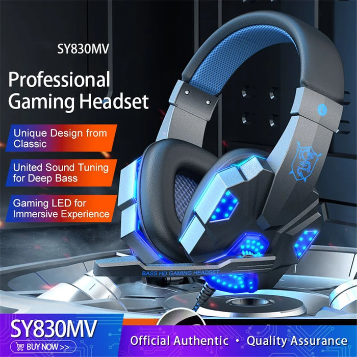 SOYTO SY830 Wired Headset Lightweight Gaming Headphone Computer Cell Phone Headset with USB Lighting - Blue - 4