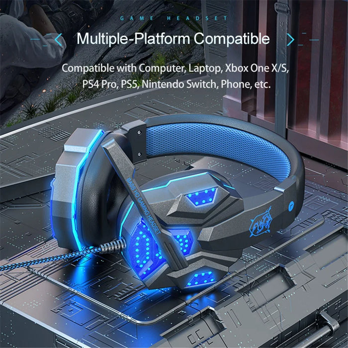 SOYTO SY830 Wired Headset Lightweight Gaming Headphone Computer Cell Phone Headset with USB Lighting - Blue - 6
