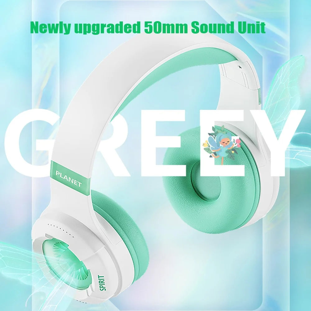 KE25 Wireless Bluetooth-compatible Headphone Over-Ear Music Headset RGB Stereo for Kids Boys Girls - Green - 5