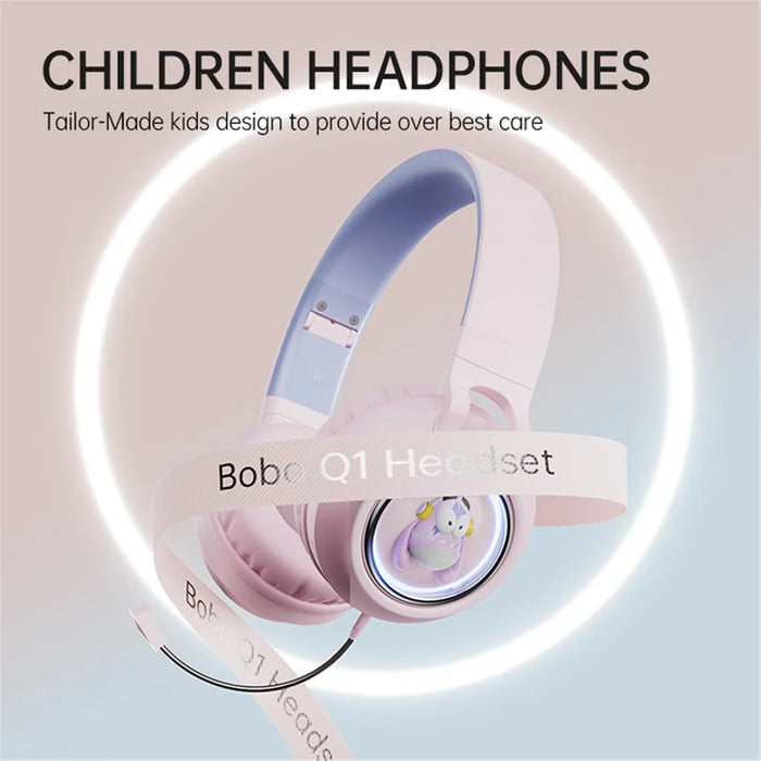 FINGERTIME Q1 BT5.3 Space Capsule Wireless Headset with Breathing Light Bluetooth-compatible Headphone for Kids - Pink - 2