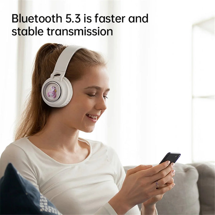 FINGERTIME Q1 BT5.3 Space Capsule Wireless Headset with Breathing Light Bluetooth-compatible Headphone for Kids - Pink - 3