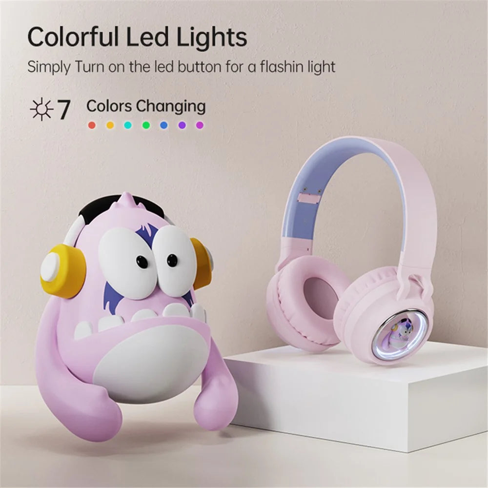 FINGERTIME Q1 BT5.3 Space Capsule Wireless Headset with Breathing Light Bluetooth-compatible Headphone for Kids - Pink - 4