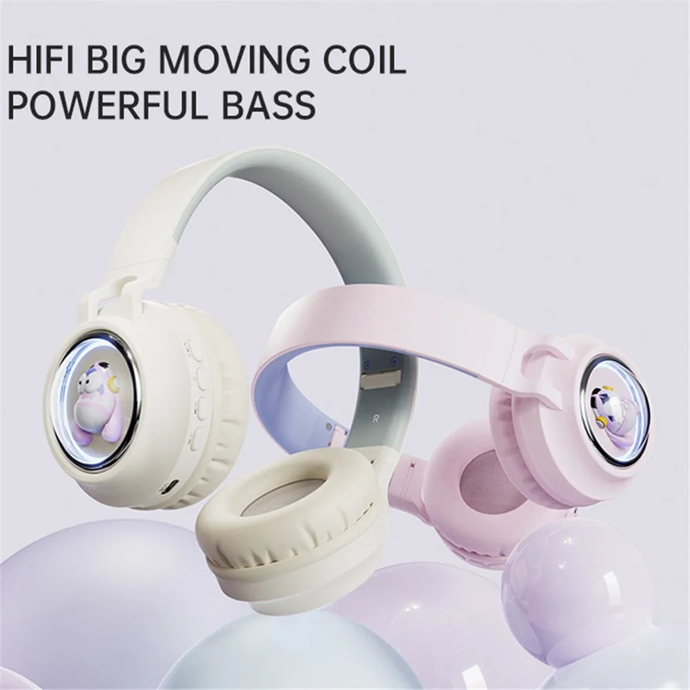 FINGERTIME Q1 BT5.3 Space Capsule Wireless Headset with Breathing Light Bluetooth-compatible Headphone for Kids - Pink - 6