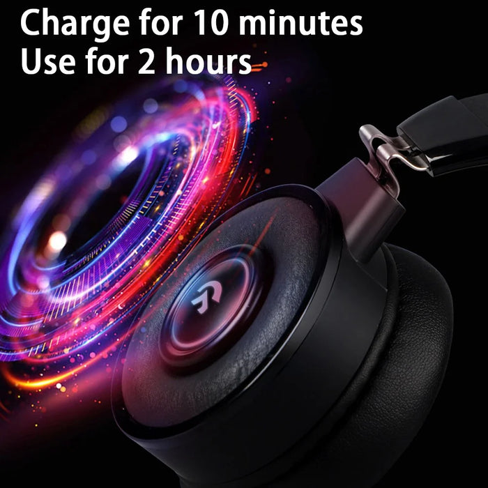 FINGERTIME Wireless Gaming Headset with RGB Light, Bluetooth-compatible Headset Retractable Over-Ear Headphone with Mic - 4