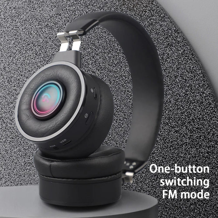 FINGERTIME Wireless Gaming Headset with RGB Light, Bluetooth-compatible Headset Retractable Over-Ear Headphone with Mic - 5