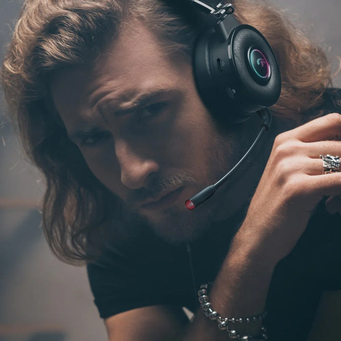 FINGERTIME Wireless Gaming Headset with RGB Light, Bluetooth-compatible Headset Retractable Over-Ear Headphone with Mic - 7