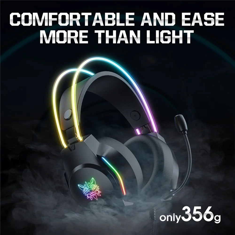 ONIKUMA X26 E-sports Gaming Headset with RGB Lighting Noise Reduction Wired Headphone - Black - 6