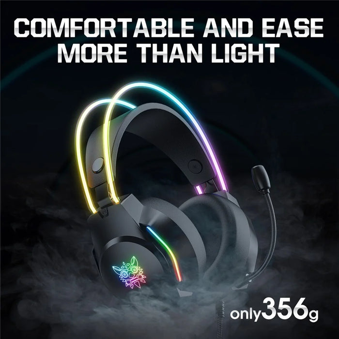 ONIKUMA X26 E-sports Gaming Headset with RGB Lighting Noise Reduction Wired Headphone - Black - 6