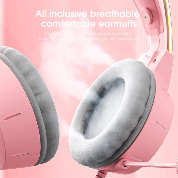 ONIKUMA X15 Pro Wired Gaming Headphones with RGB Light Antlers Design Stereo Surround Headset for Computer PC Gamer - Pink - 6